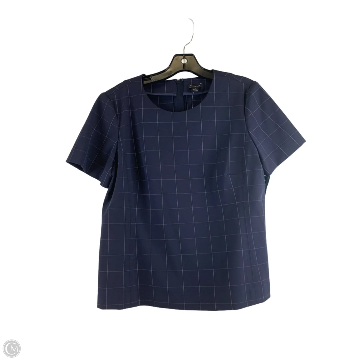 Top Short Sleeve By Ann Taylor In Blue & White, Size: M