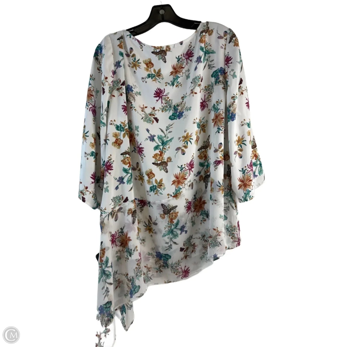 Top 3/4 Sleeve By Chicos In Floral Print, Size: Xl