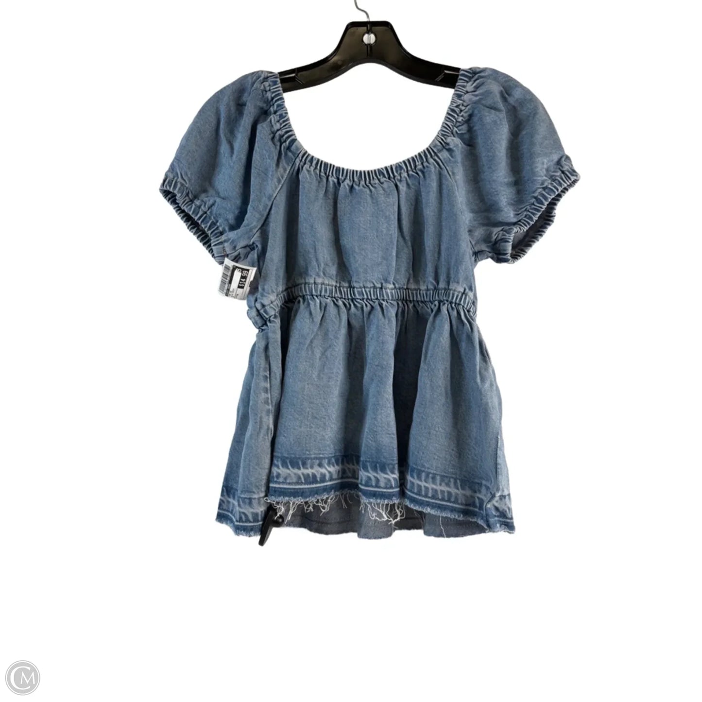 Top Short Sleeve By Lucky Brand In Blue Denim, Size: M