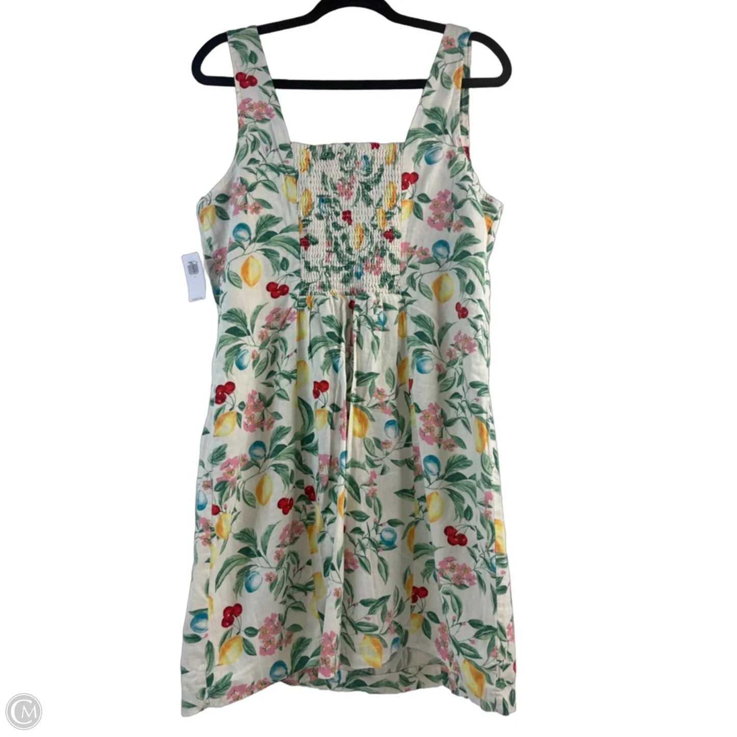 Dress Casual Midi By Old Navy In White & Yellow, Size: L