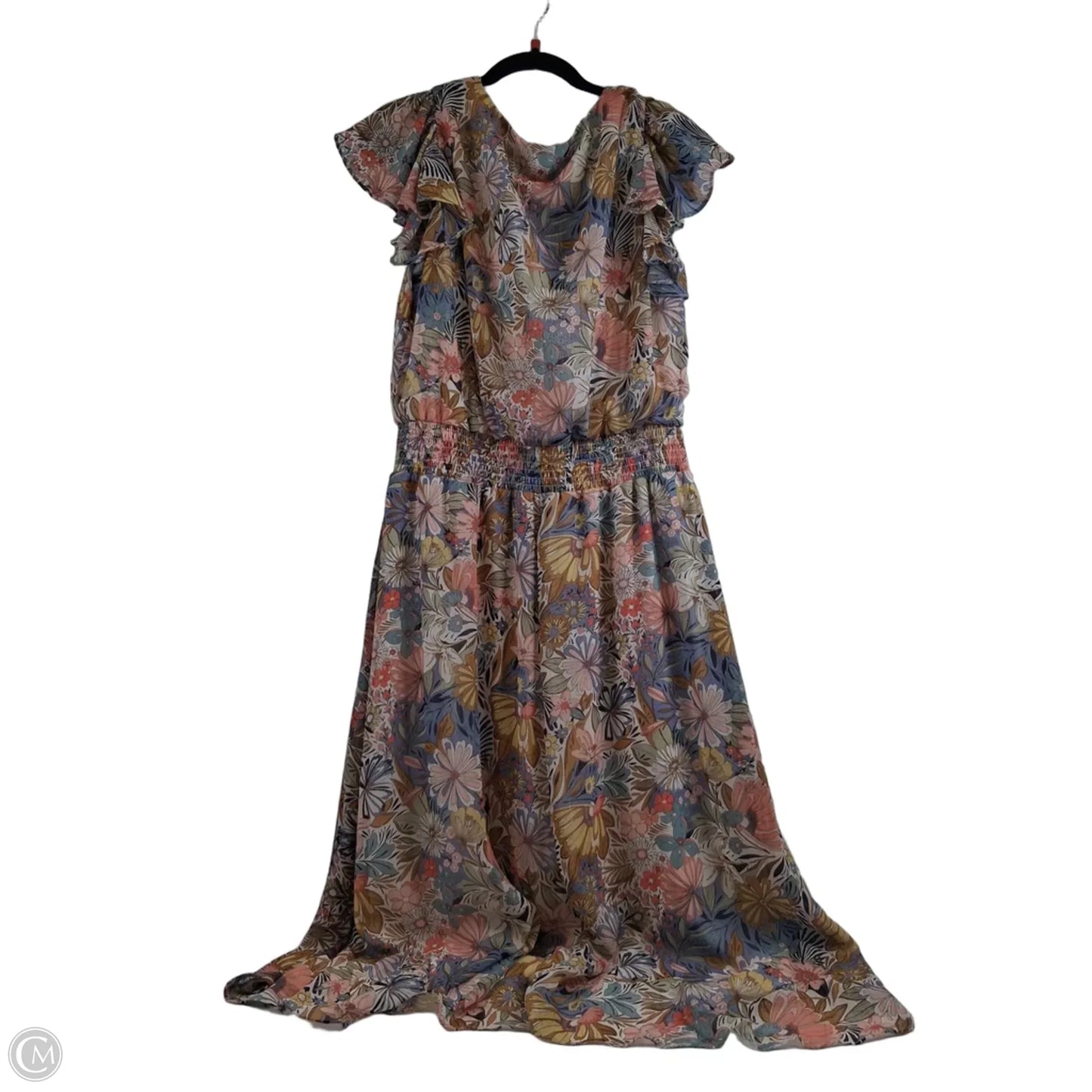 Dress Casual Midi By Msk In Blue & Orange, Size: 1x