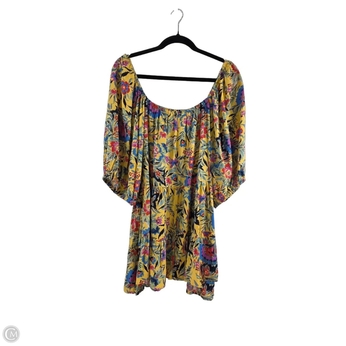 Top Short Sleeve By Terra & Sky In Blue & Yellow, Size: 2x