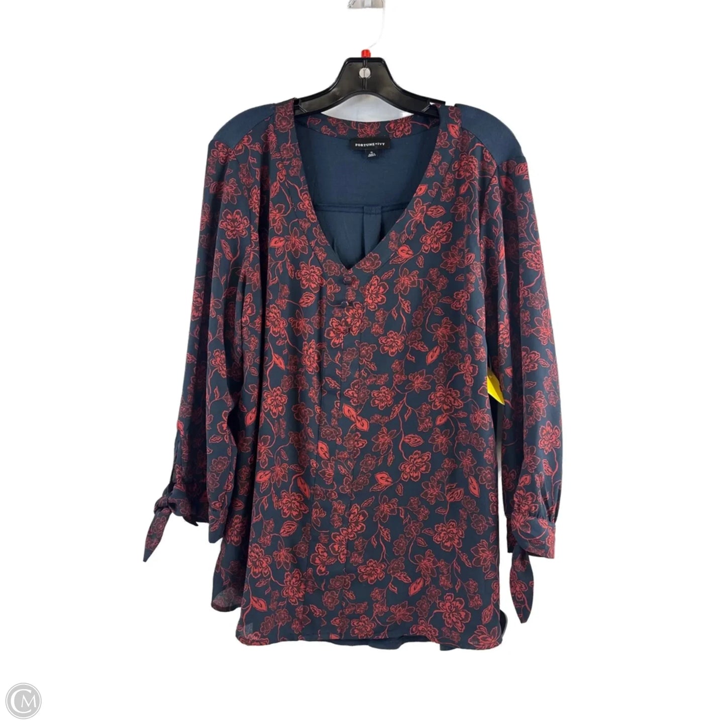 Top Long Sleeve By Fortune & Ivy In Blue & Red, Size: Xl