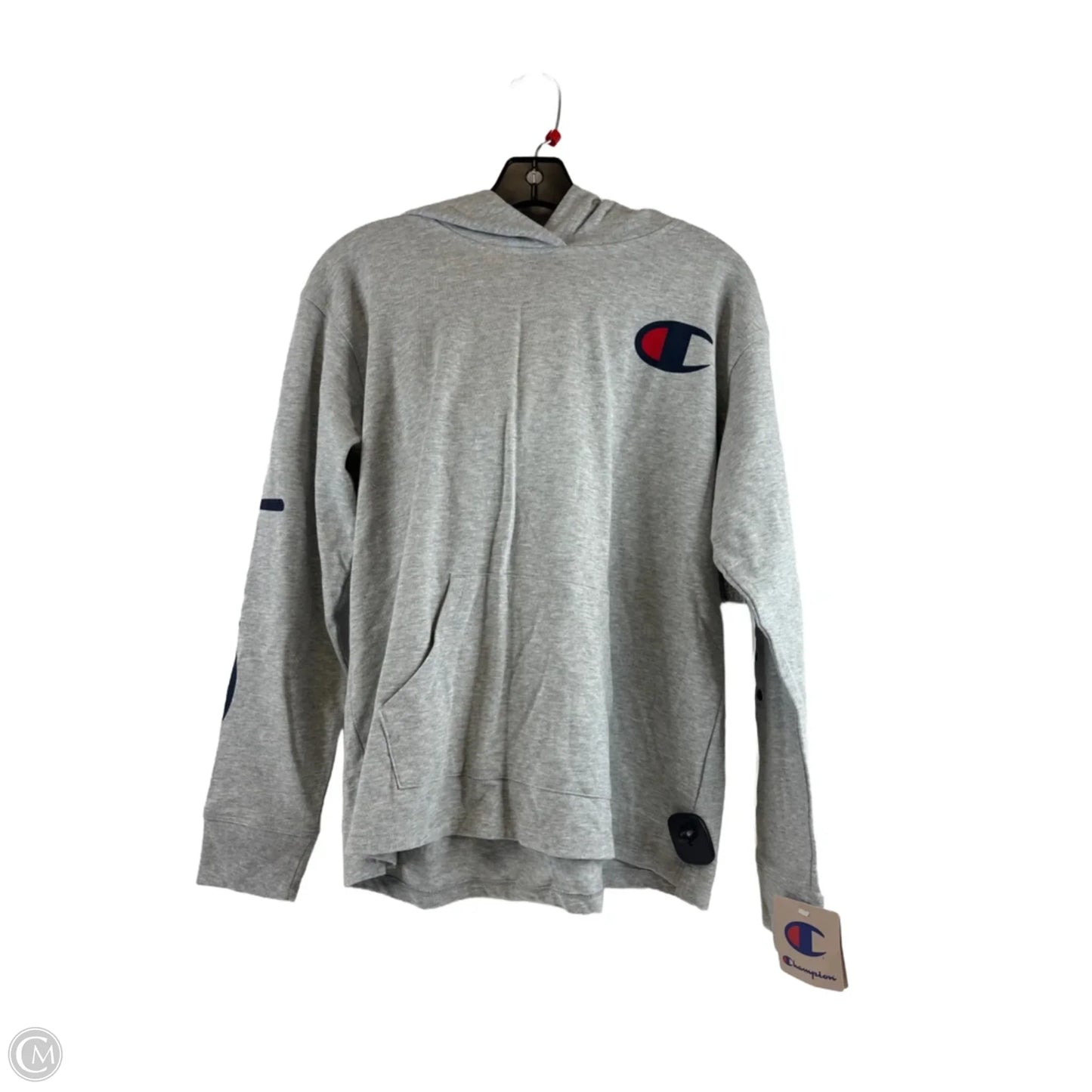 Athletic Top Long Sleeve Hoodie By Champion In Grey & Red, Size: S