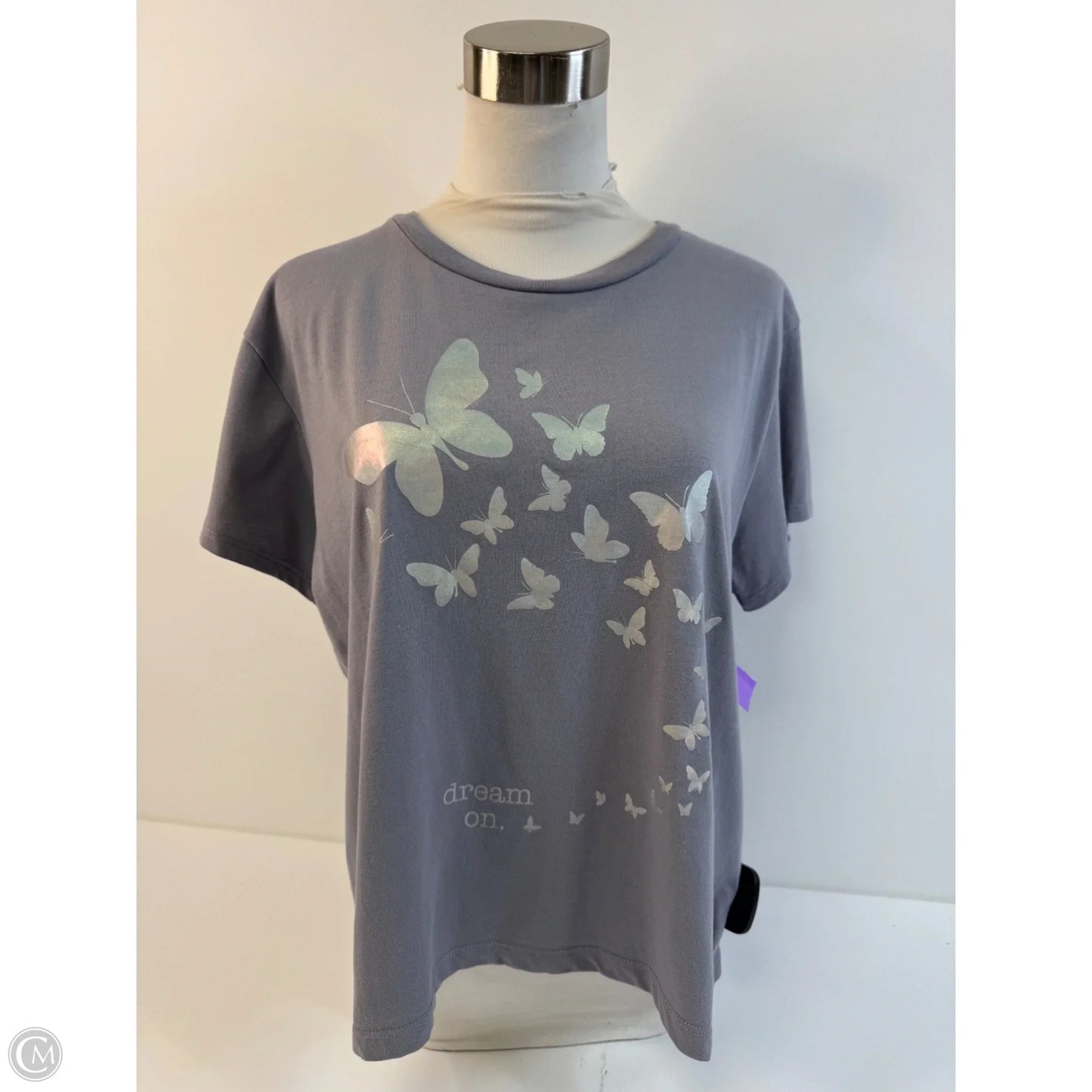 Top Short Sleeve By Mighty Fine In Grey, Size: Xl