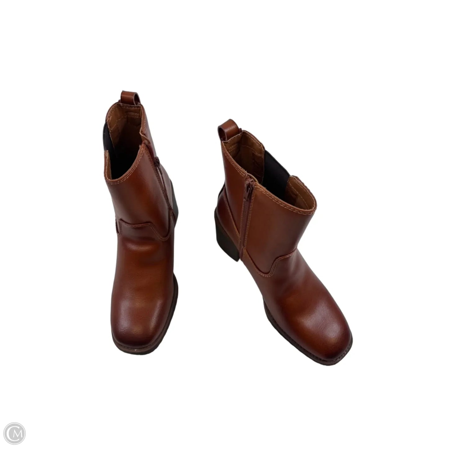 Boots Ankle Heels By Zodiac In Brown, Size: 8