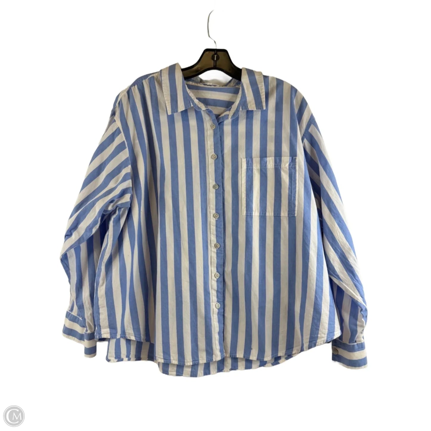Top Long Sleeve By Maurices In Blue & White, Size: Xl