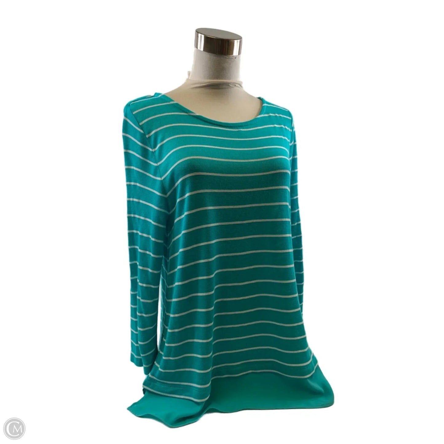 Top 3/4 Sleeve By Talbots In Blue & White, Size: Lp