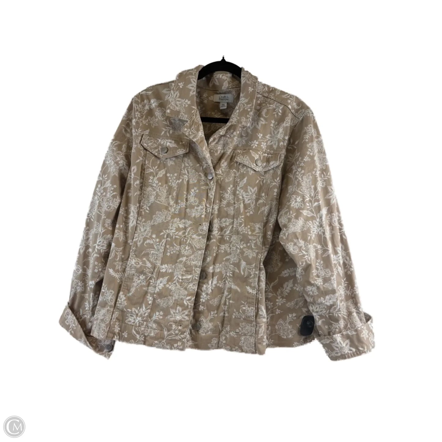 Jacket Denim By Croft And Barrow In Tan & White, Size: Xxl