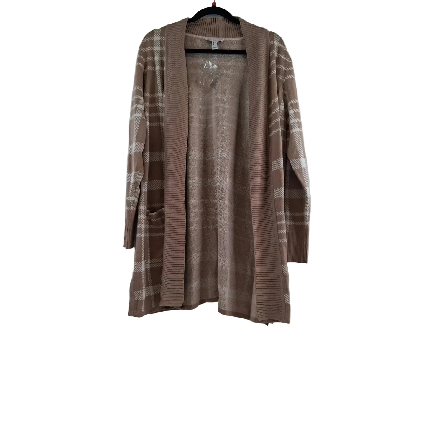 Sweater Cardigan By Isaac Mizrahi Live Qvc In Tan & White, Size: M