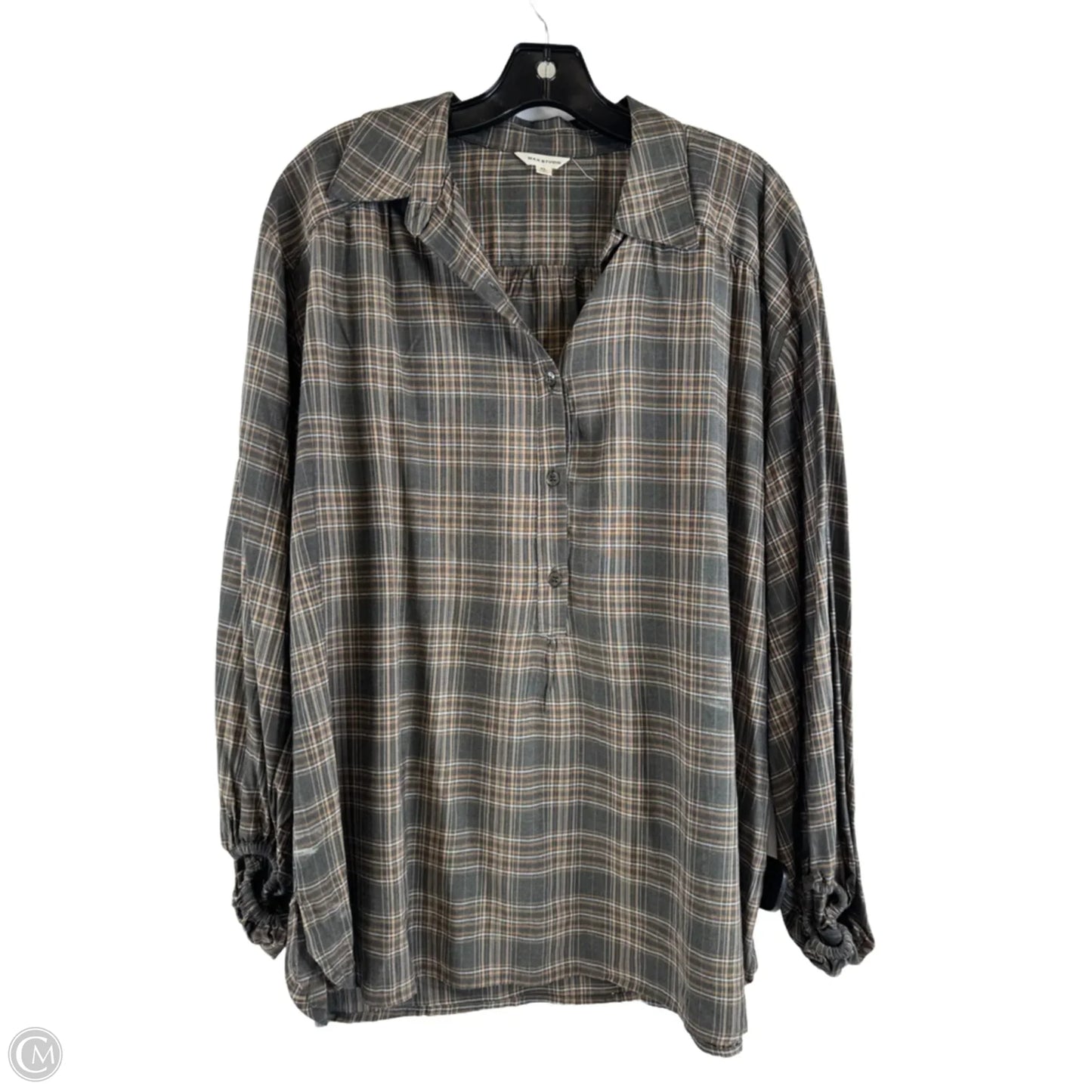 Top Long Sleeve By Max Studio In Green & Yellow, Size: Xl