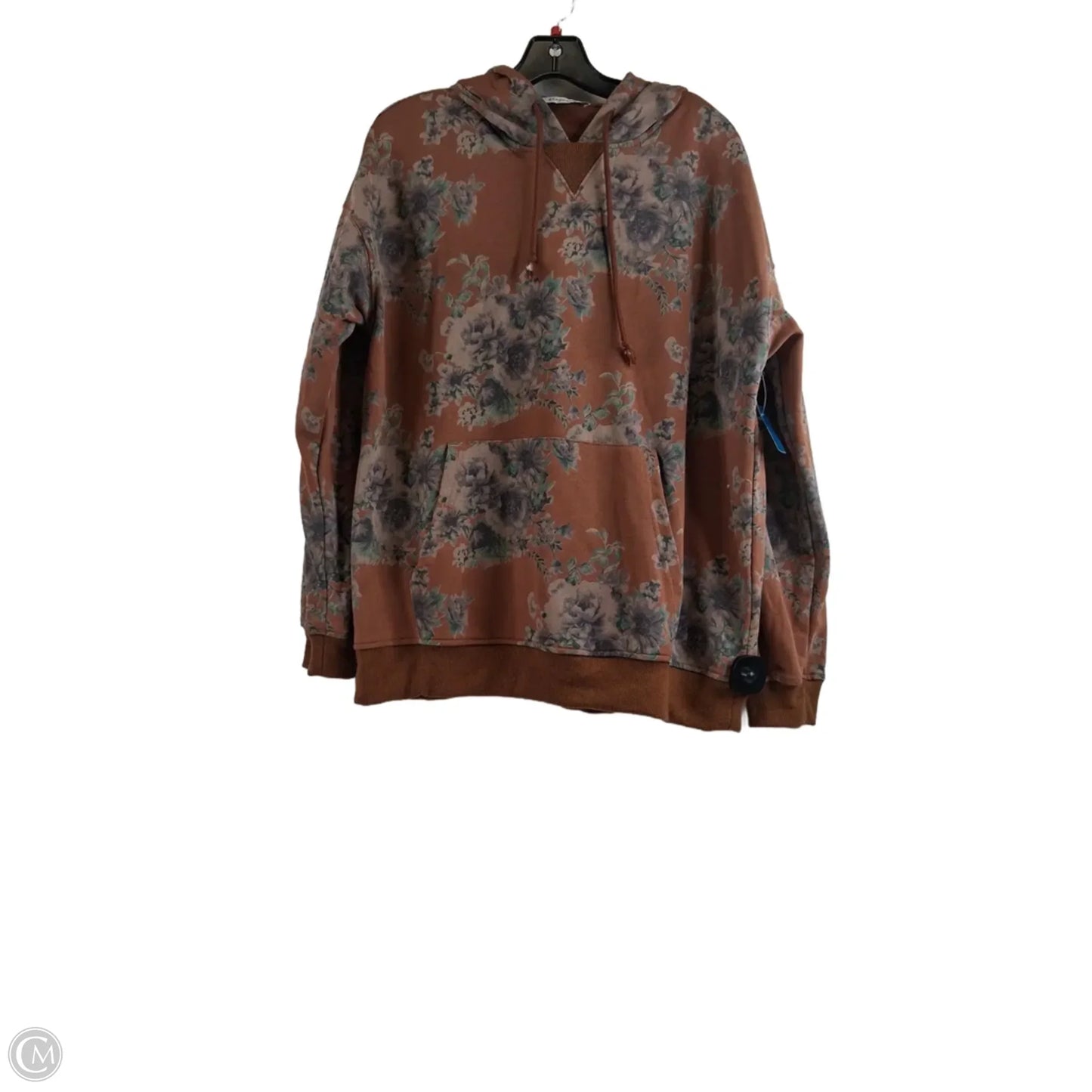 Sweatshirt Hoodie By Staccato In Brown & Grey, Size: L