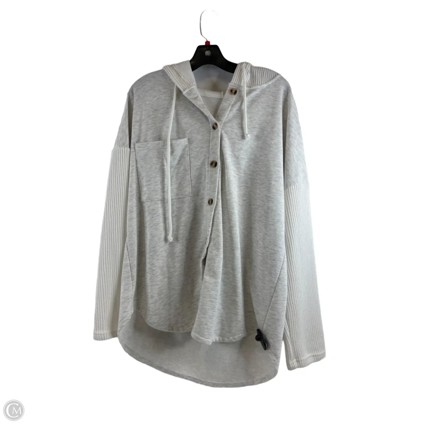 Sweater Cardigan By Clothes Mentor In Grey & White, Size: L
