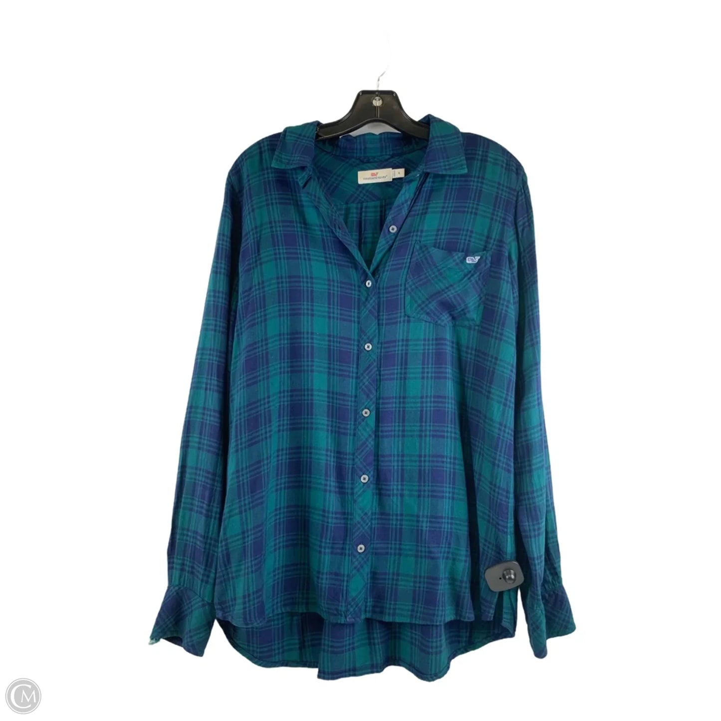 Top Long Sleeve By Vineyard Vines In Blue & Green, Size: S