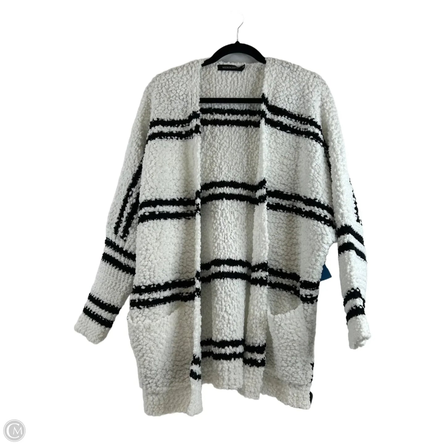 Sweater Cardigan By Merokeety In Black & White, Size: M