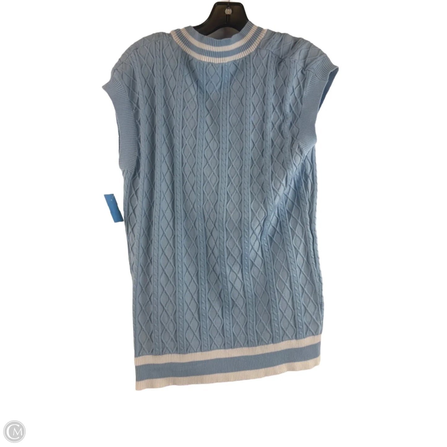 Sweater Short Sleeve By Cme In Blue & White, Size: L