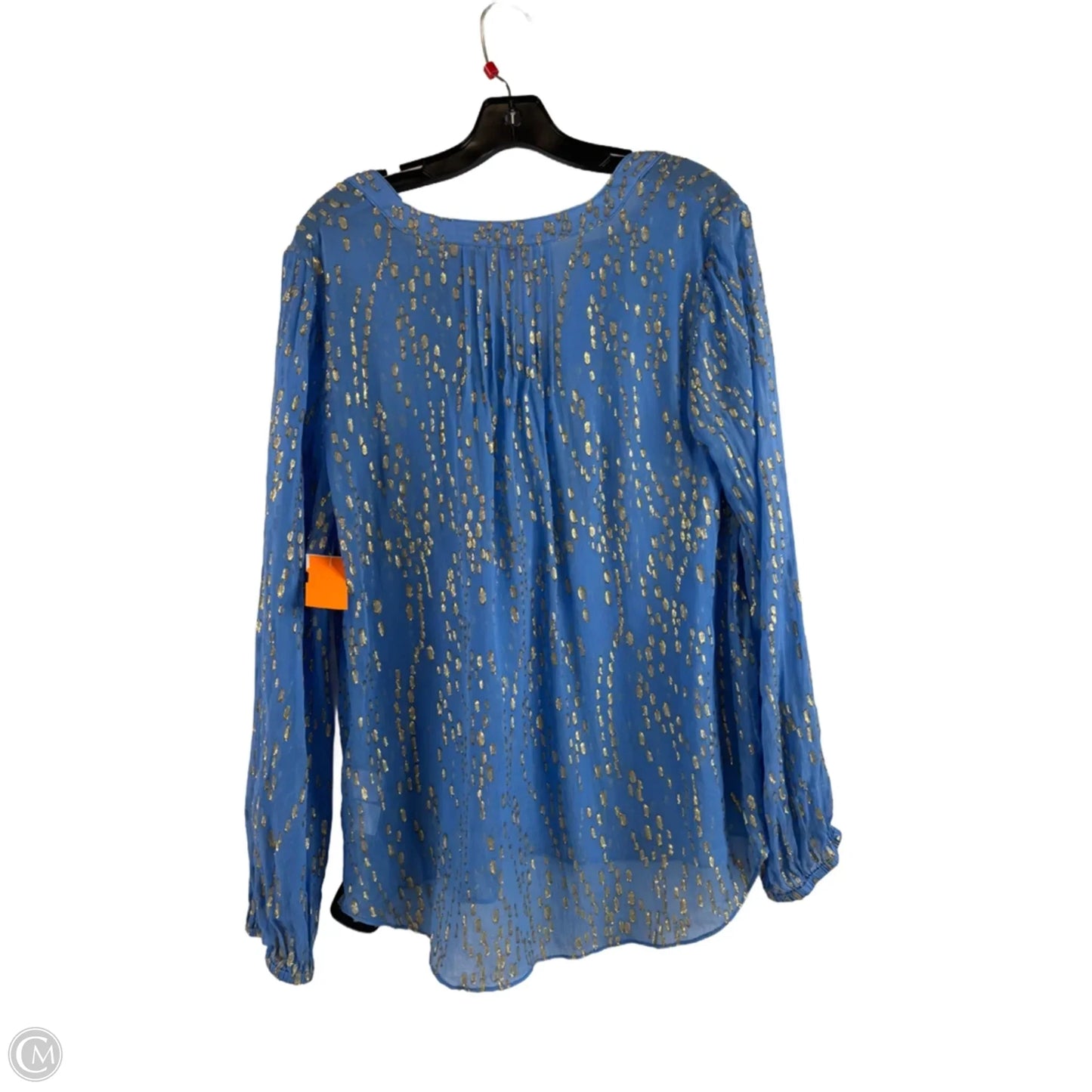 Top Long Sleeve Designer By Lilly Pulitzer In Blue & Gold, Size: L