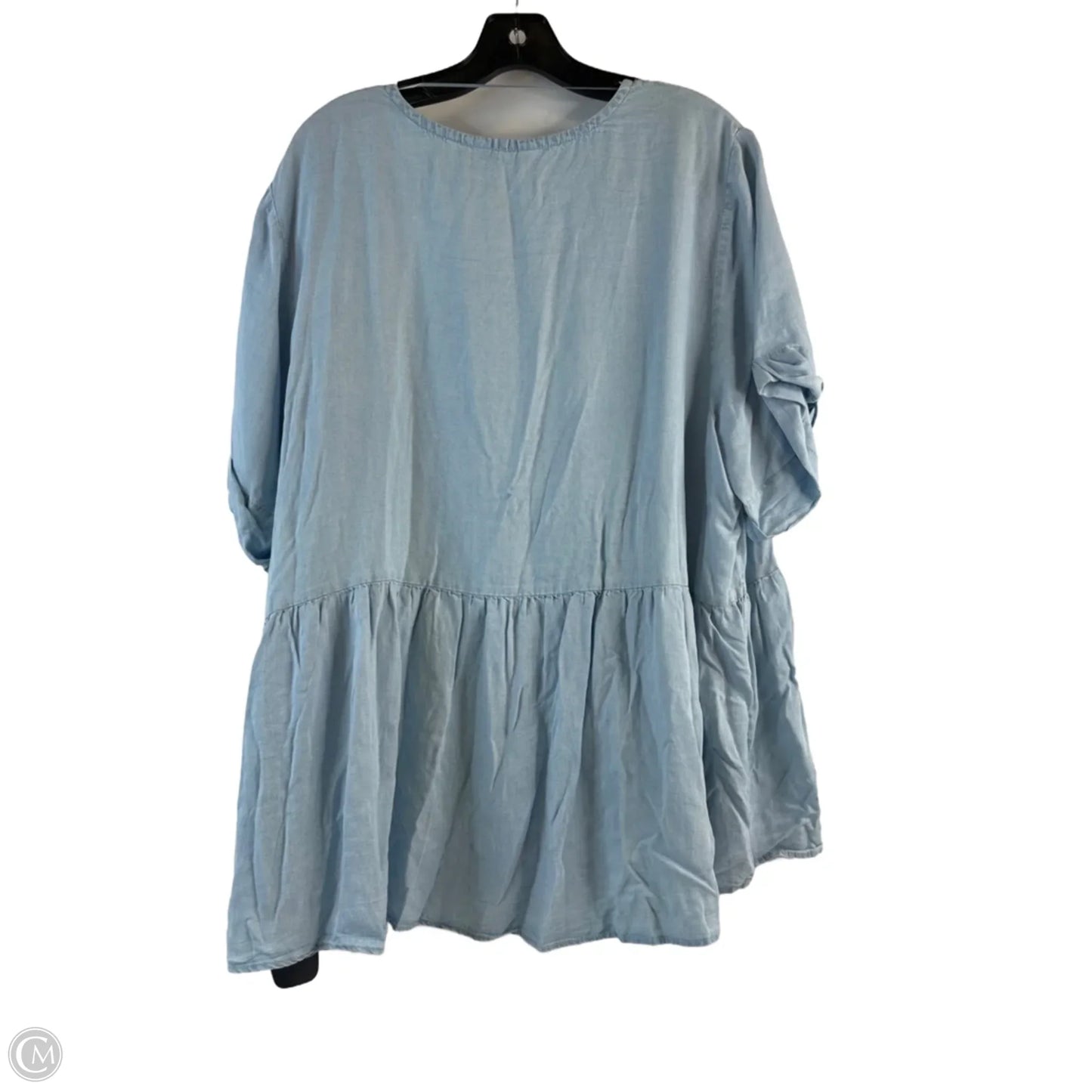 Top Short Sleeve By Terra & Sky In Blue Denim, Size: 2x
