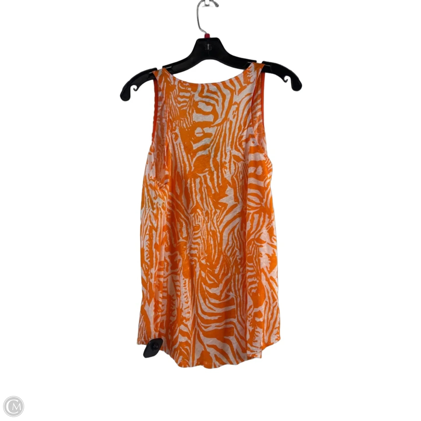 Top Sleeveless By Jcp In Orange & White, Size: L