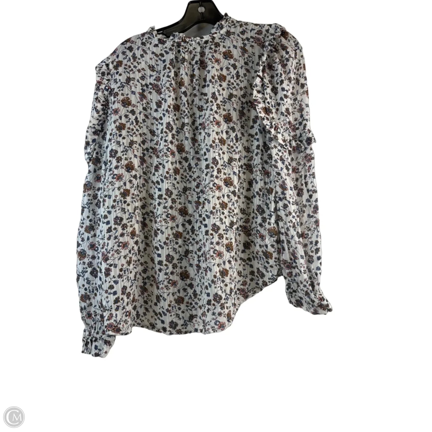 Top Long Sleeve By Loft In Green & White, Size: M