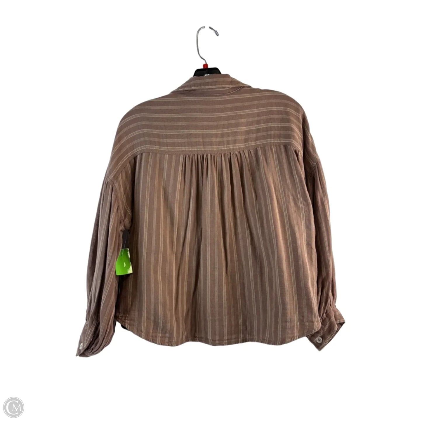 Top Long Sleeve By Max Studio In Brown & Cream, Size: S