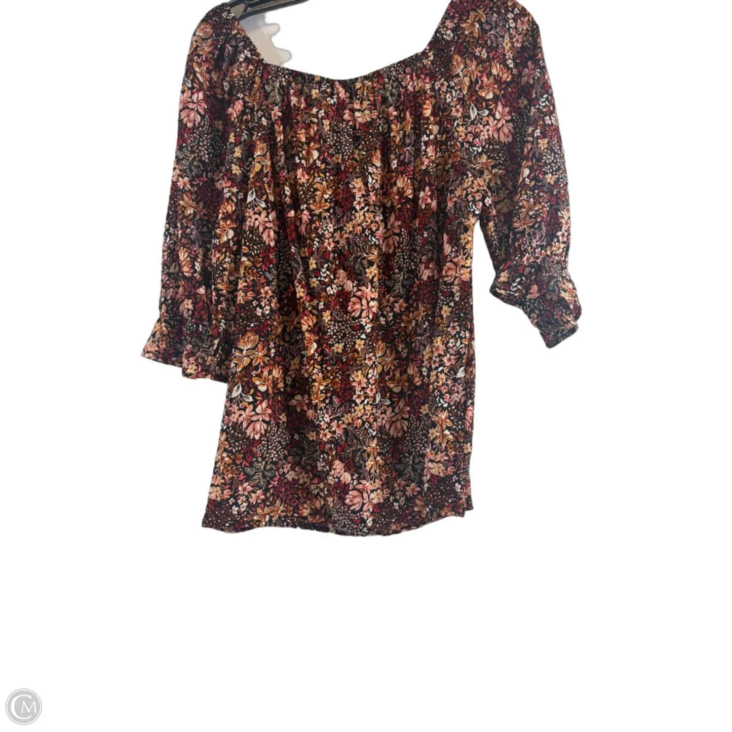 Top Short Sleeve By Agb In Black & Orange, Size: M