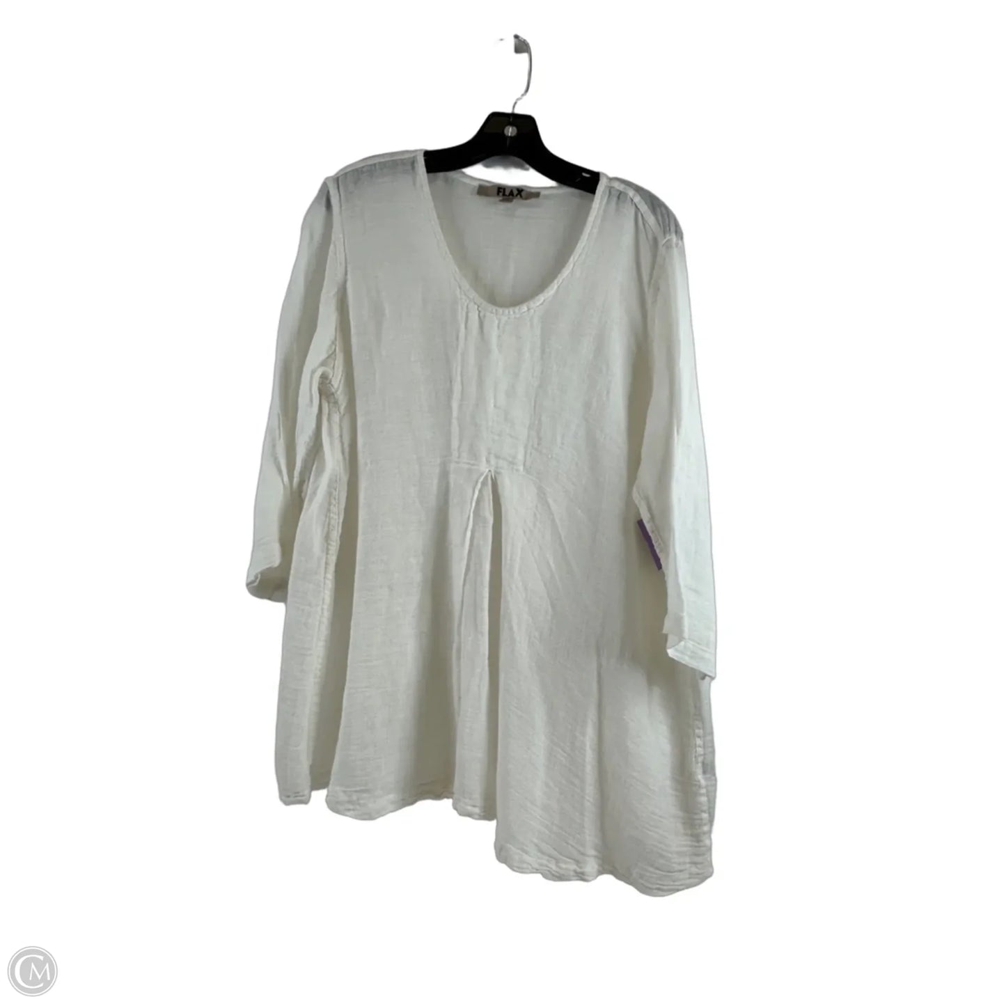 Top Long Sleeve By Flax In White, Size: M