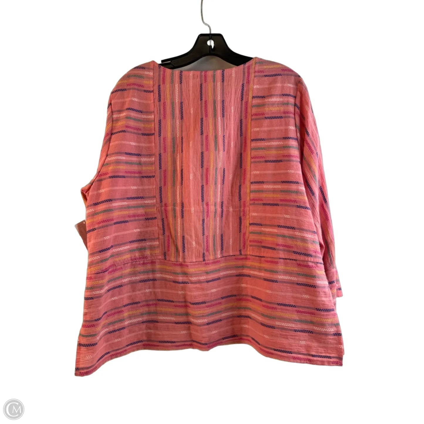 Top Long Sleeve By Habitat In Pink & Yellow, Size: M