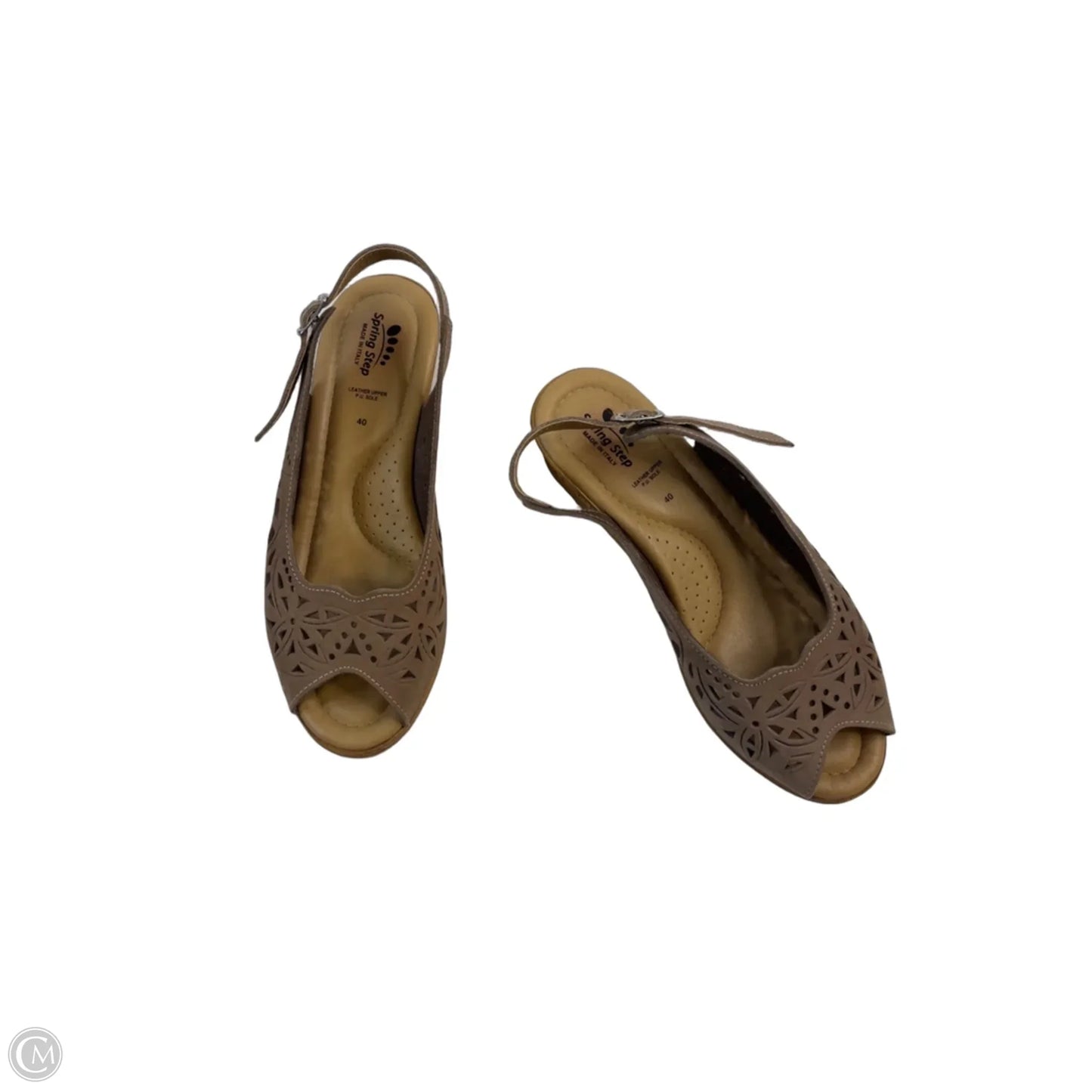 Sandals Heels Wedge By Spring Step In Tan, Size: 9