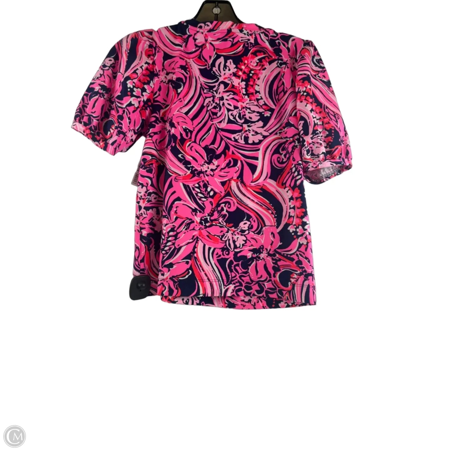 Top Short Sleeve Designer By Lilly Pulitzer In Blue & Pink, Size: Xs