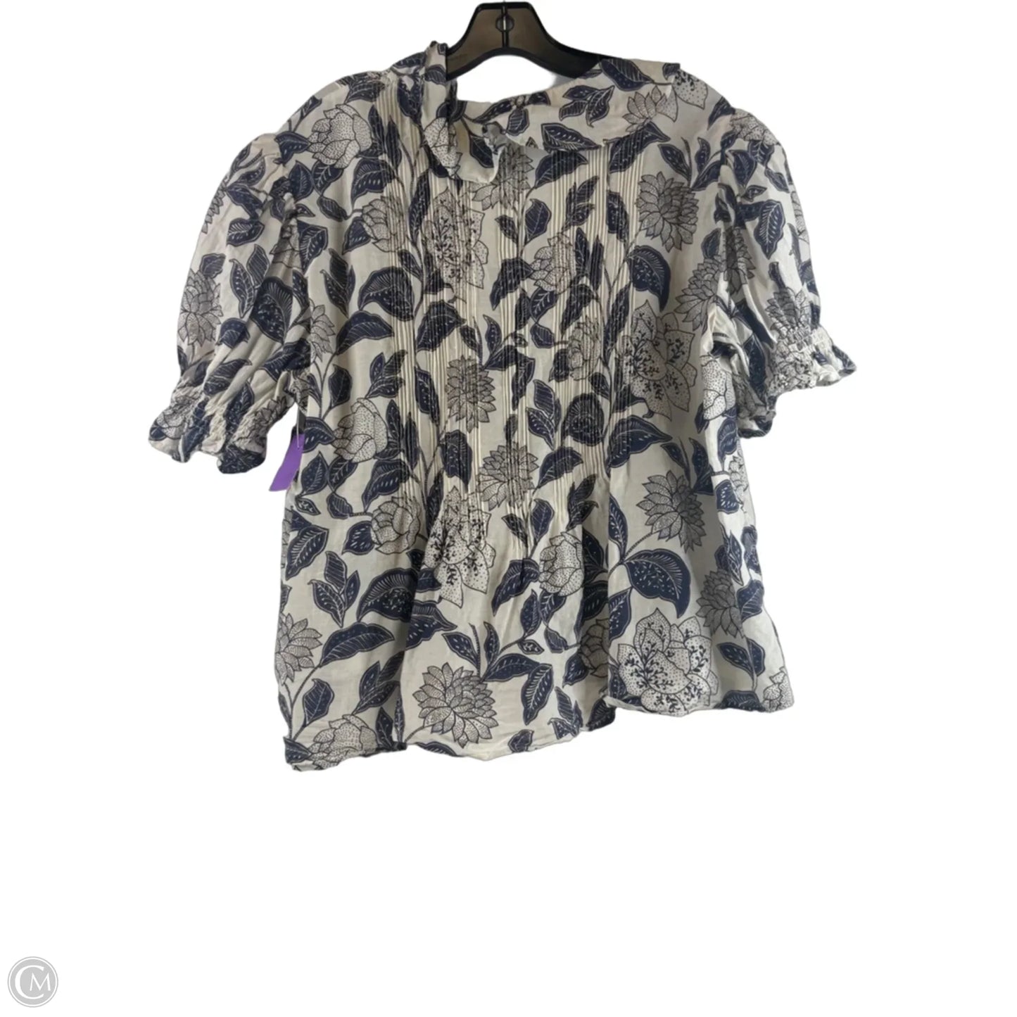 Top Short Sleeve By Vineyard Vines In Blue & Cream, Size: Xl