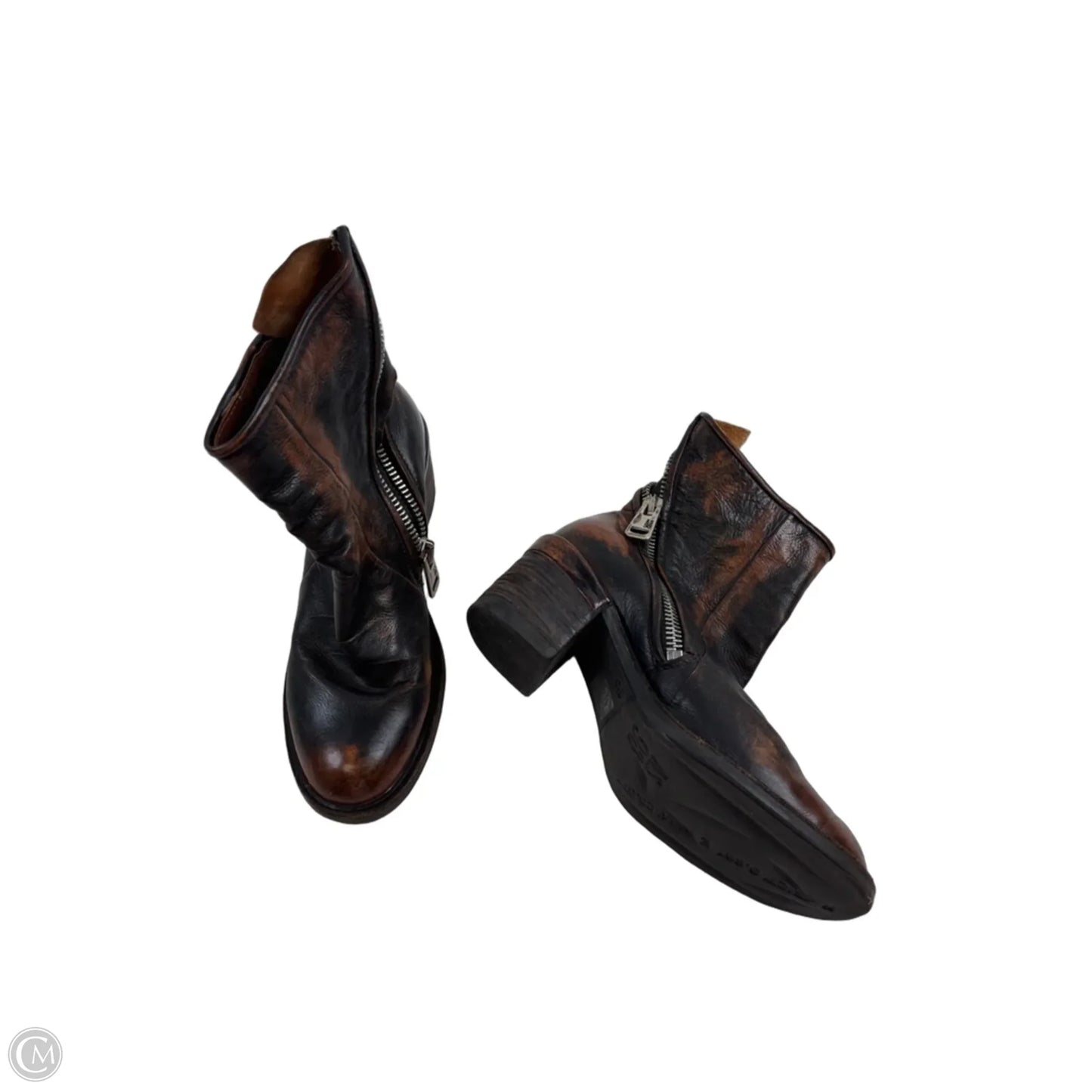 Boots Ankle Heels By Clothes Mentor In Brown, Size: 7.5
