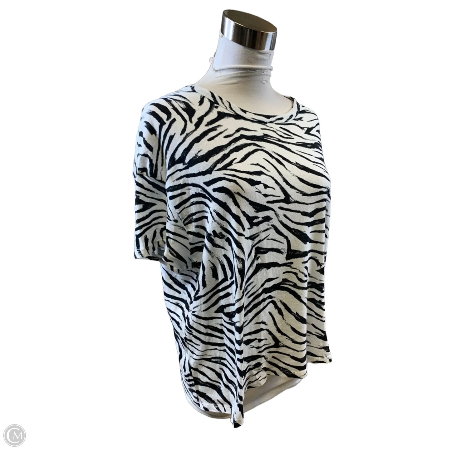 Top Short Sleeve By Zara In Zebra Print, Size: L