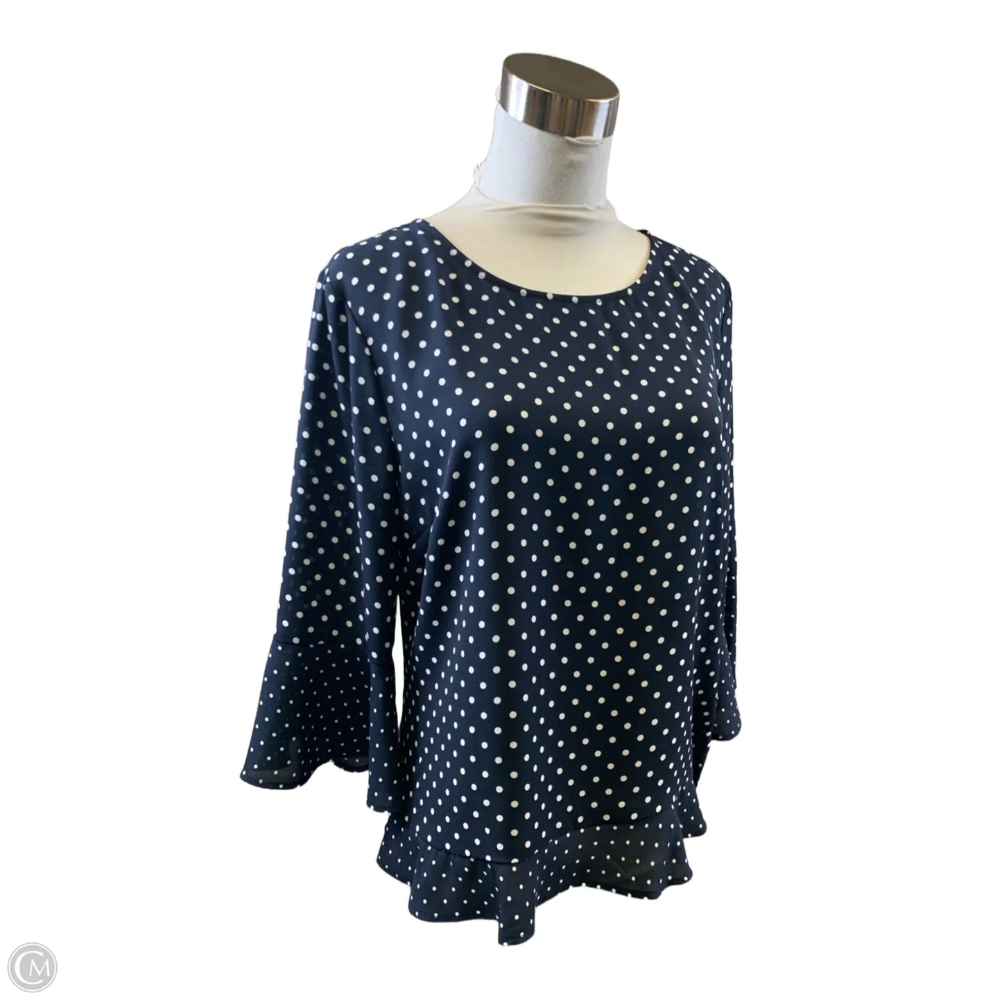 Top 3/4 Sleeve Basic By Talbots In Blue & White, Size: Mp