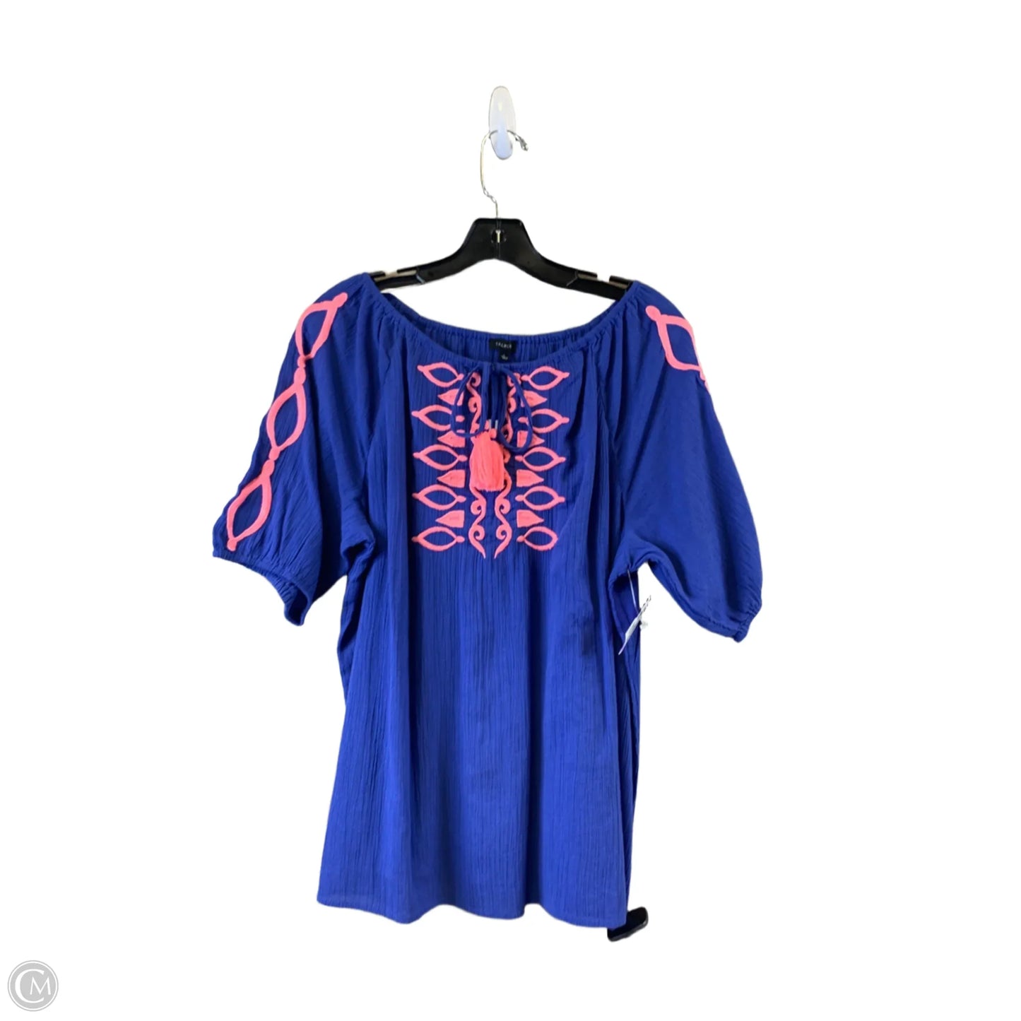 Top Short Sleeve By Talbots In Blue & Pink, Size: L