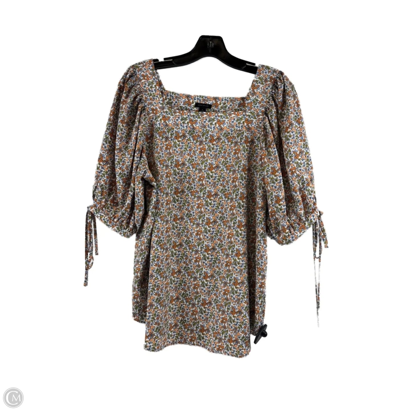 Top Short Sleeve By Ann Taylor In Green & Orange, Size: M