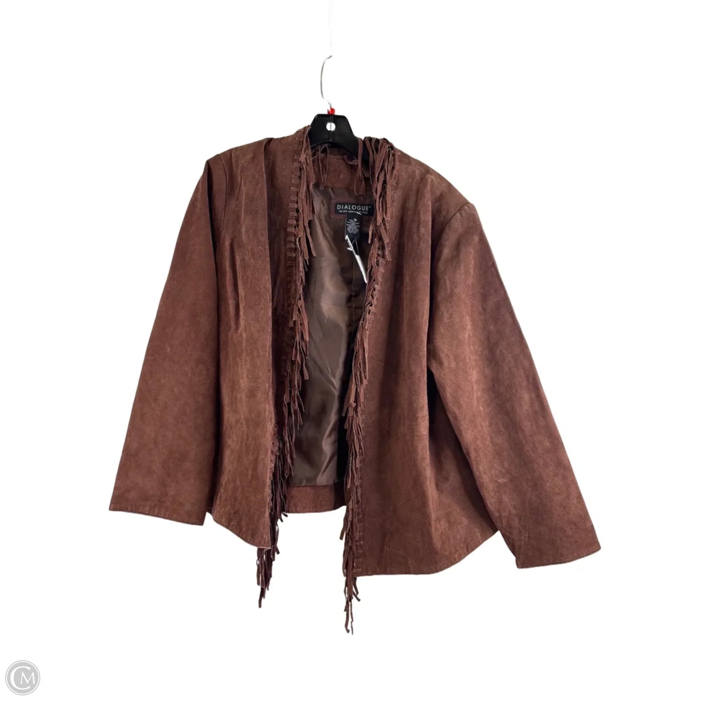 Jacket Leather By Dialogue Qvc In Brown, Size: 1x