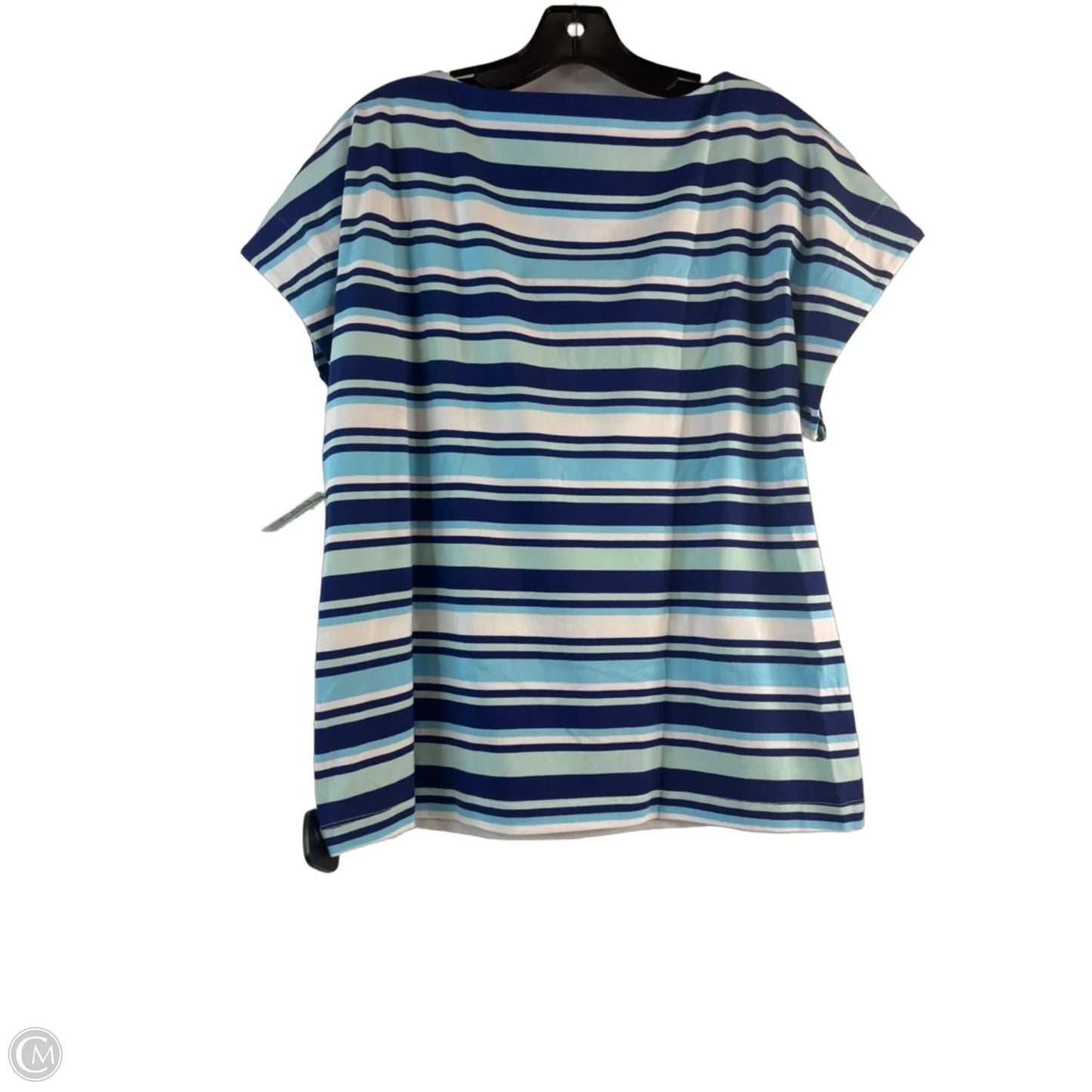 Top Short Sleeve By Chicos In Blue & White, Size: L