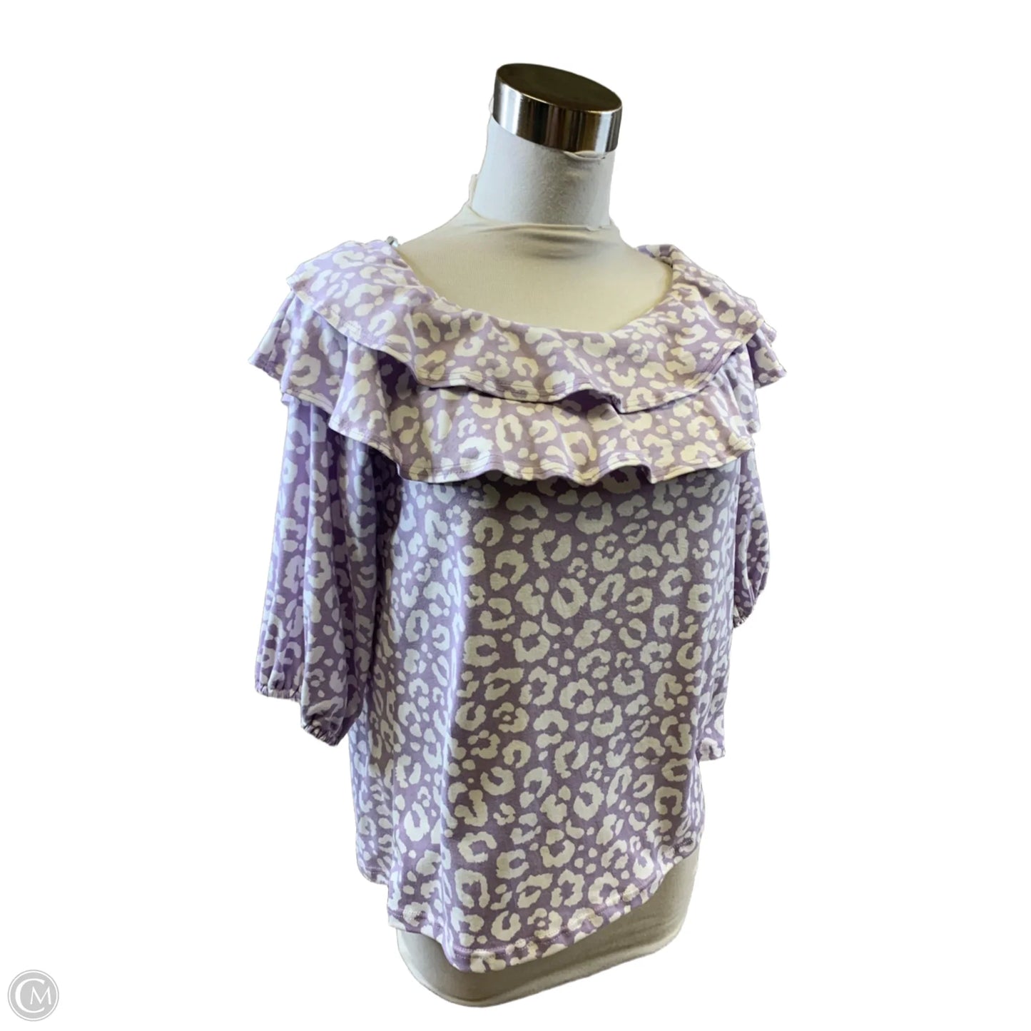 Top Short Sleeve By Clothes Mentor In Purple & White, Size: S