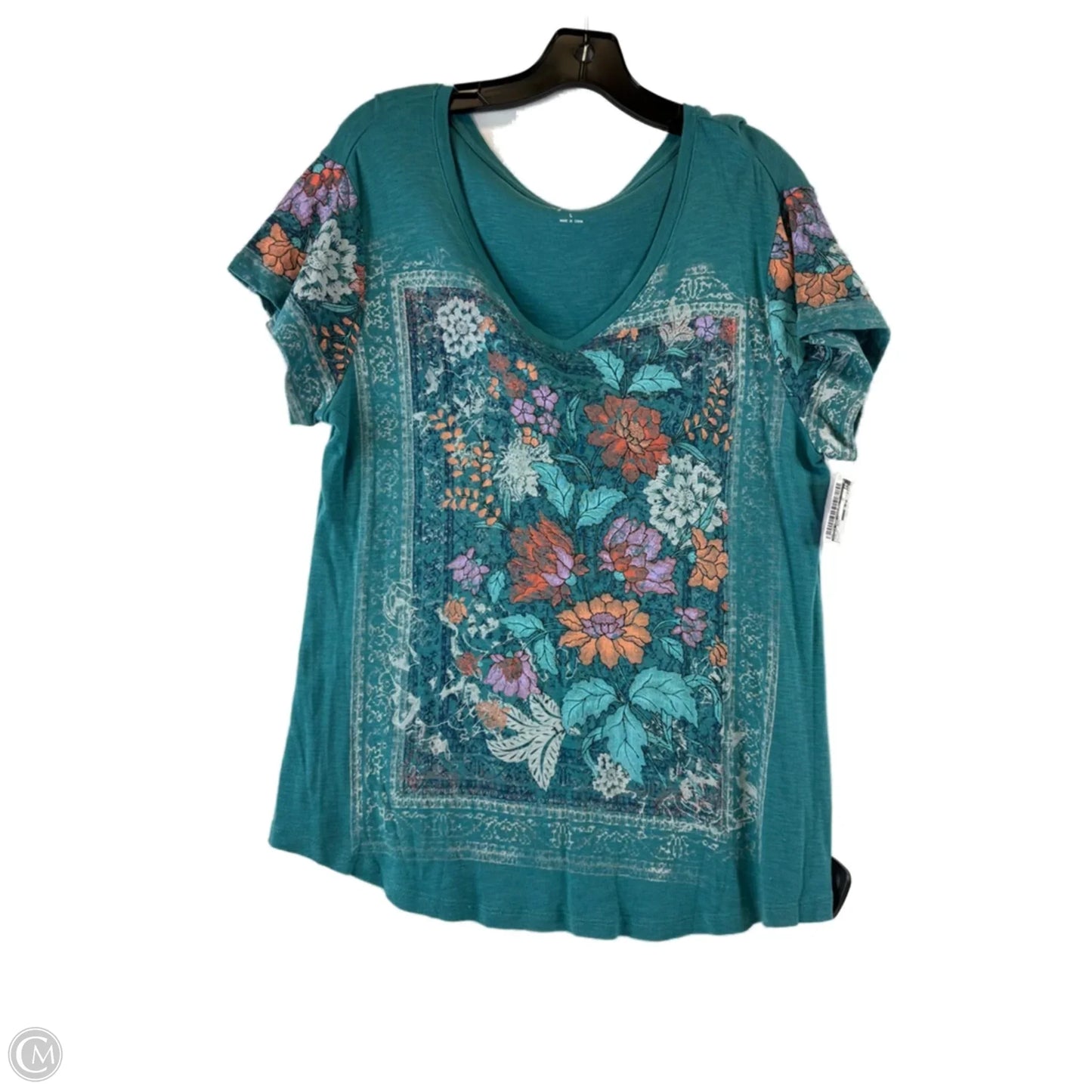 Top Short Sleeve Basic By Style And Company In Floral Print, Size: L