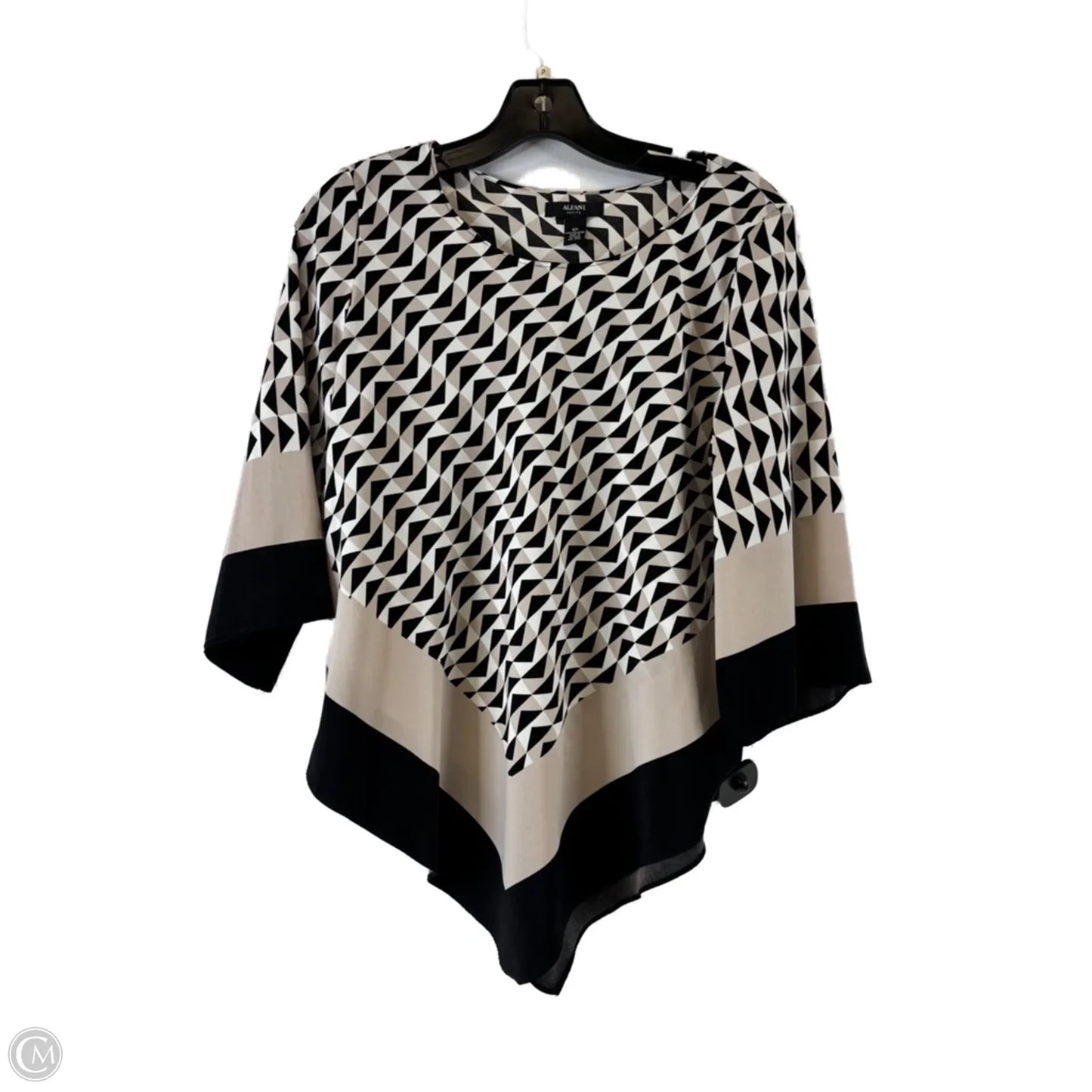 Top Short Sleeve Basic By Alfani In Black & Tan, Size: Sp