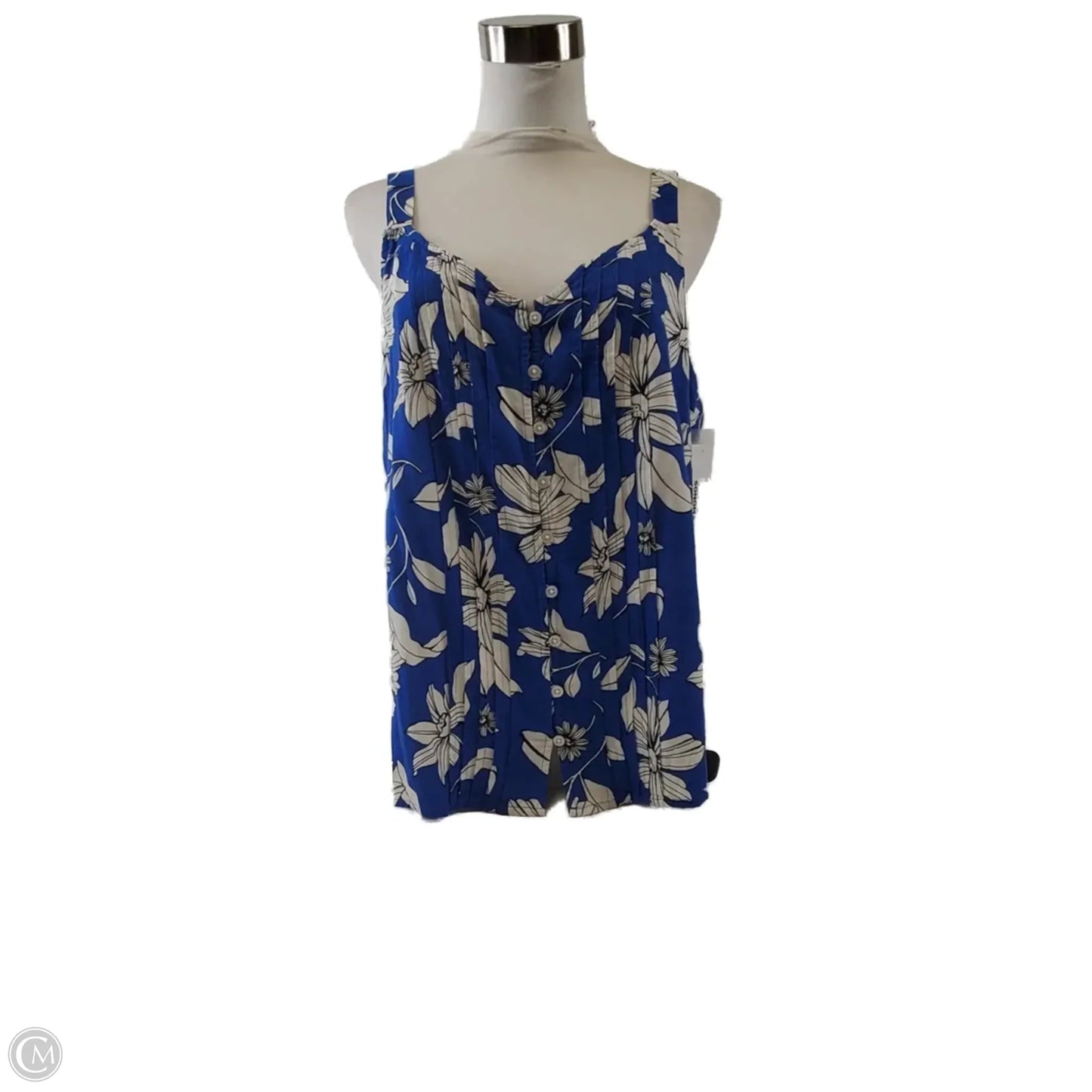 Top Sleeveless By Sonoma In Blue & White, Size: S