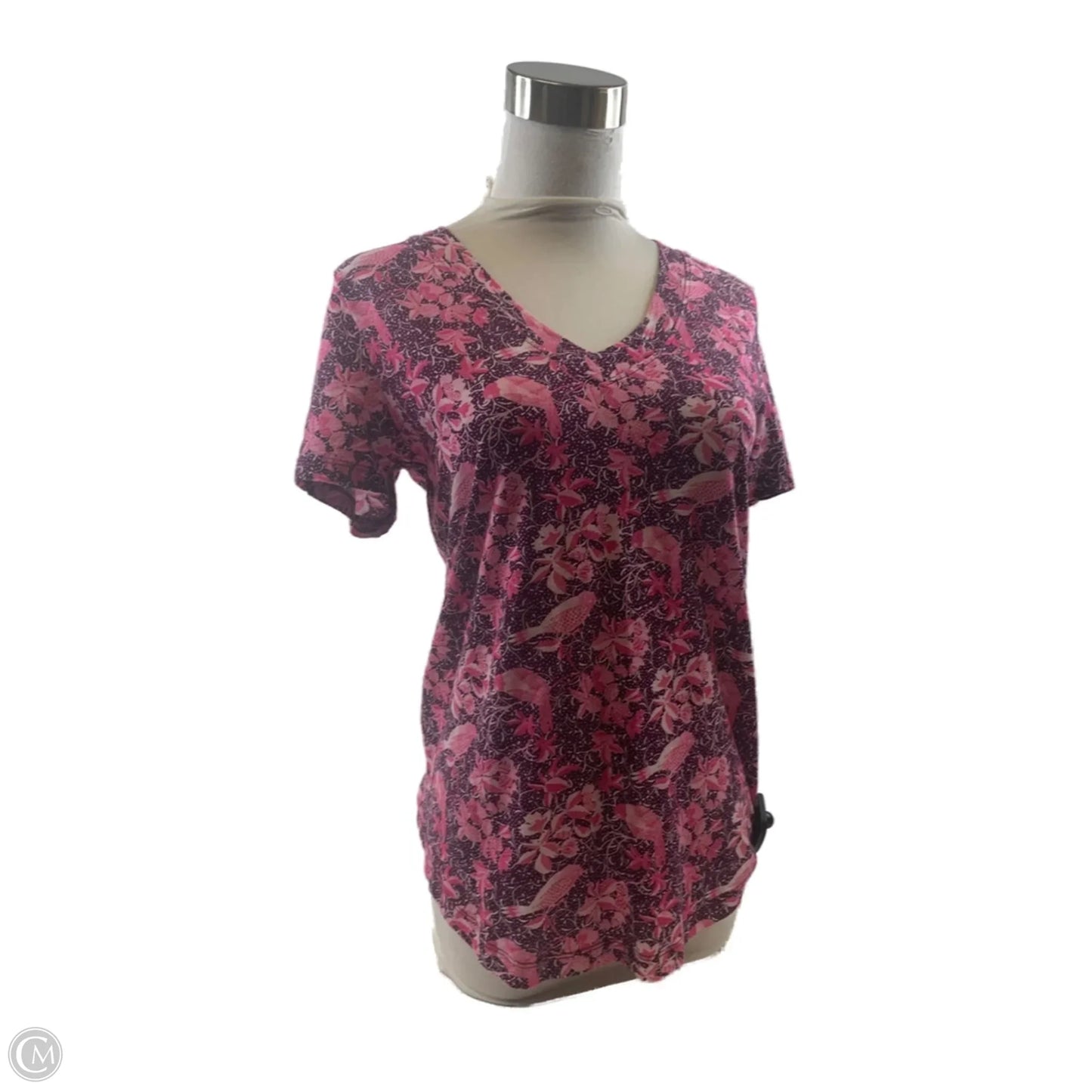 Top Short Sleeve Basic By Loft In Pink & Purple, Size: Xs