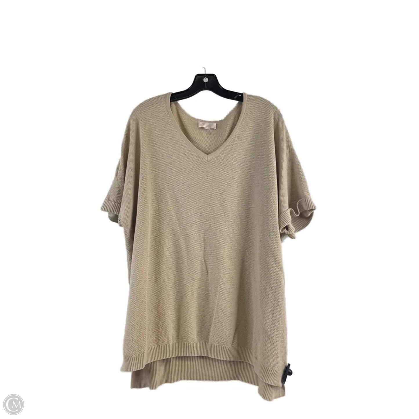 Top Short Sleeve By Belle By Kim Gravel In Beige, Size: Xl