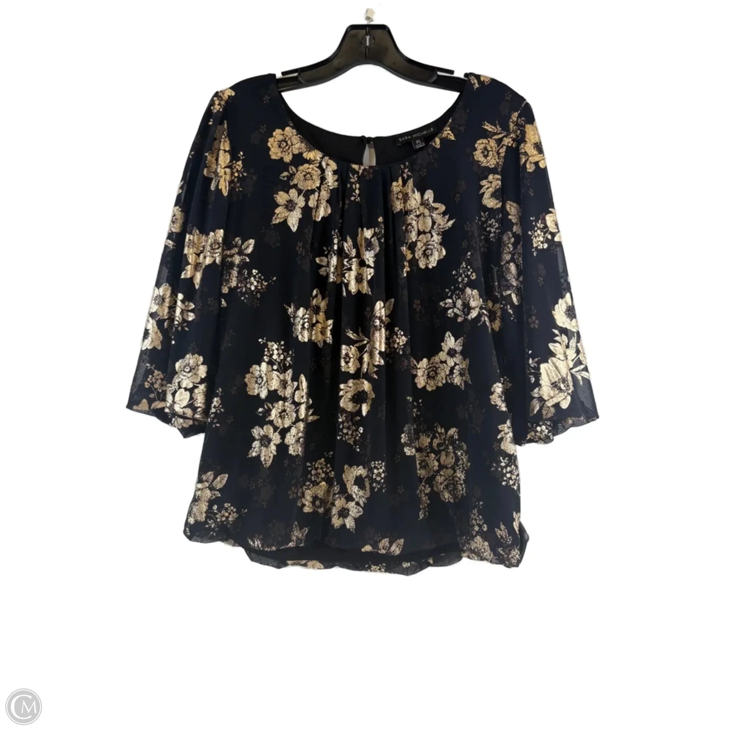 Top 3/4 Sleeve By Sara Michelle In Black & Gold, Size: Lp