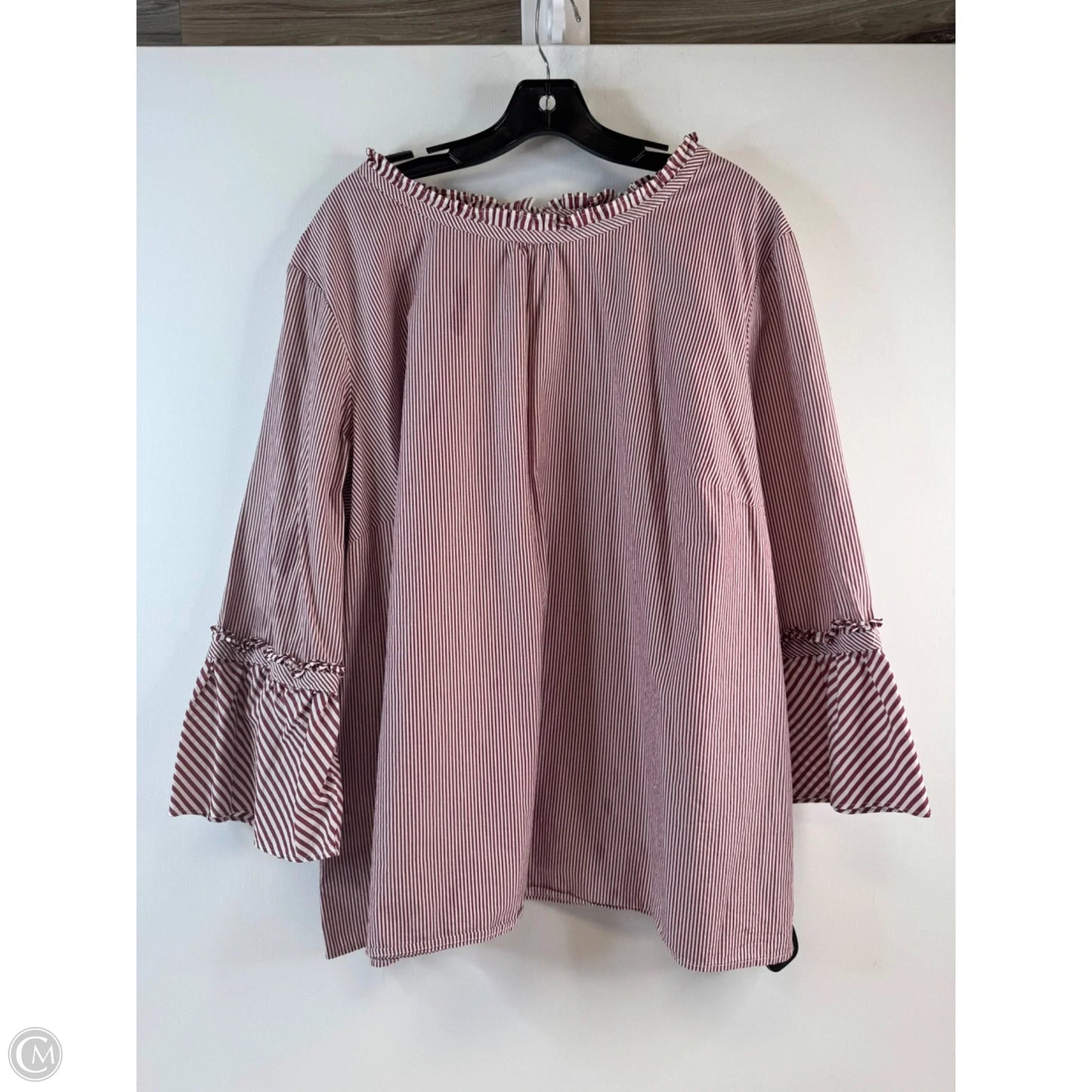 Top 3/4 Sleeve Basic By Talbots In Striped Pattern, Size: 3x