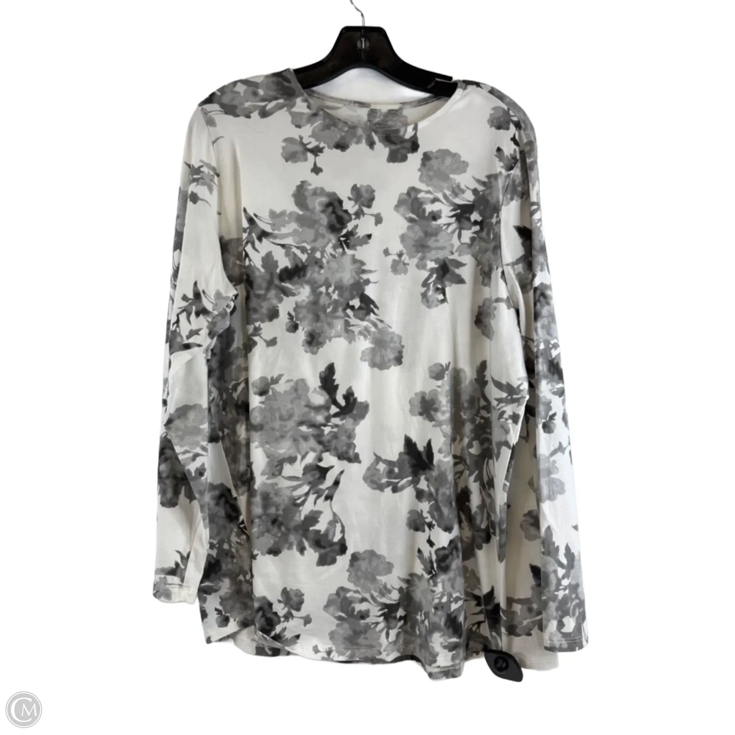 Top Long Sleeve Basic By Pure Jill In Grey & White, Size: Xl