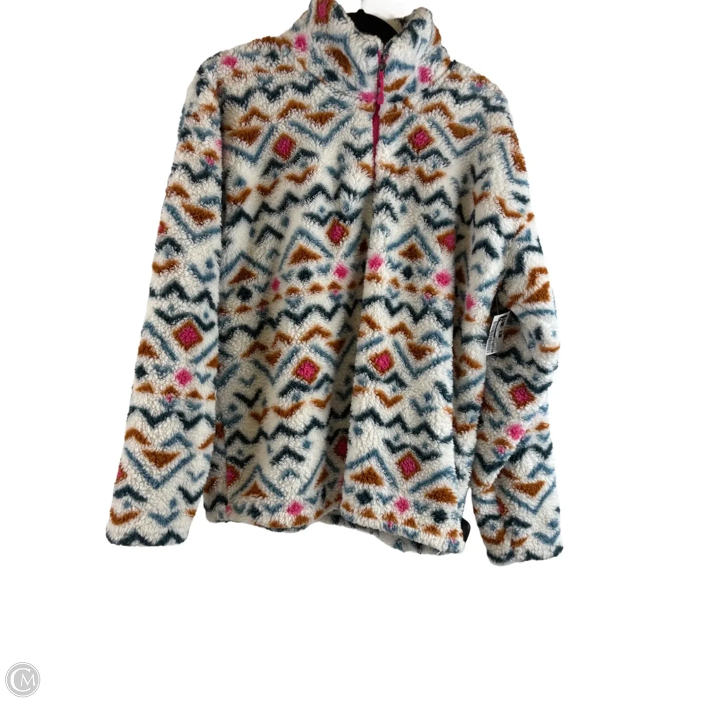 Jacket Fleece By Eddie Bauer In Blue & Brown, Size: L