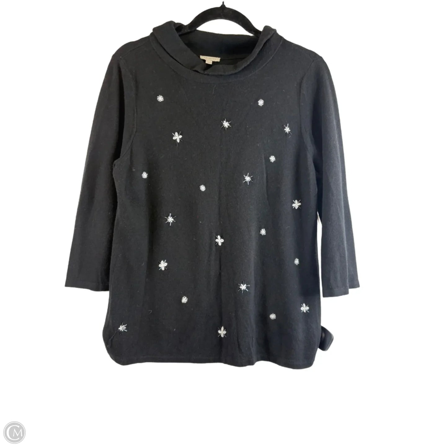 Top 3/4 Sleeve Basic By Talbots In Black & White, Size: Lp