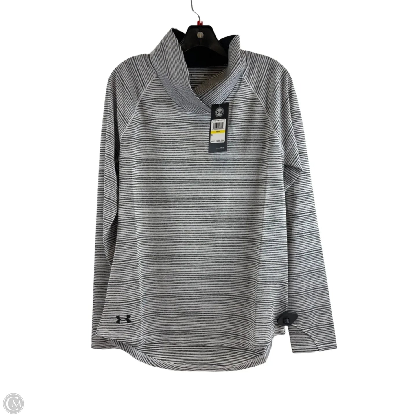 Athletic Top Long Sleeve Collar By Under Armour In Striped Pattern, Size: M